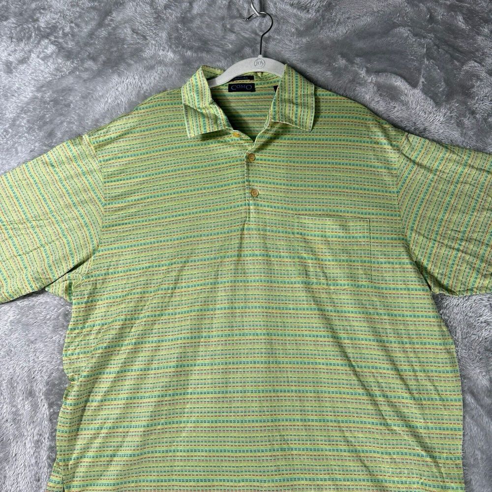 Como Sport Polo Shirt Mens XL Colorful Short Sleeve Golf Casual Green‎ Retro 90s